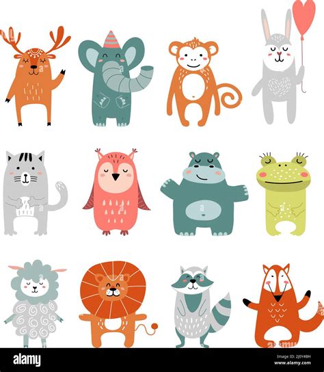 Scandinavian animal. Nordic design animals, nursery forest woodland ...