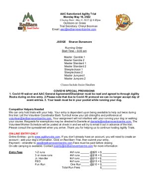 Fillable Online Img Wsimg Comblobbygoaac Sanctioned Agility Trial Fax