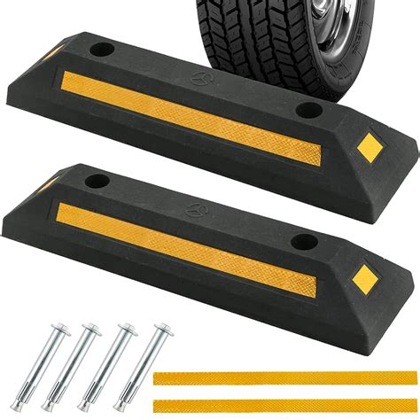 Atpeam Heavy Duty Rubber Curb Vehicle Floor Stopper Pack Black