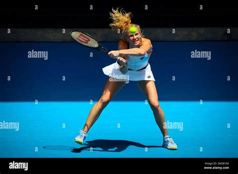 Czech Katerina Siniakova Pictured In Action During The Women S Doubles