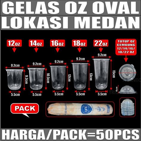 Jual Gelas Oz Plastik Oval Tebal 12oz 14oz 16oz 18oz 22oz Per Pack Cup