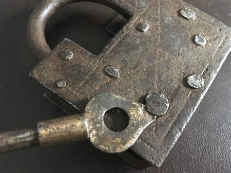 Wonderful Antique Wrought Iron Padlock Riveted And Catawiki