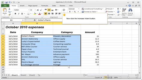 Excel Indent Indenting Cell Contents Youtube