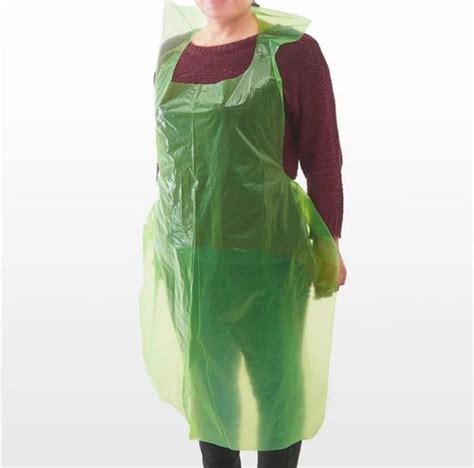 Green Plain Disposable Ld Plastic Apron For Safety Protection Size