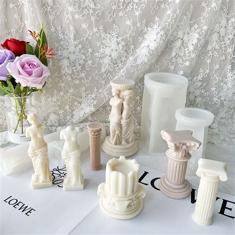 Retro Roman Column Scented Candle Silicone Mold Diy Candle Making