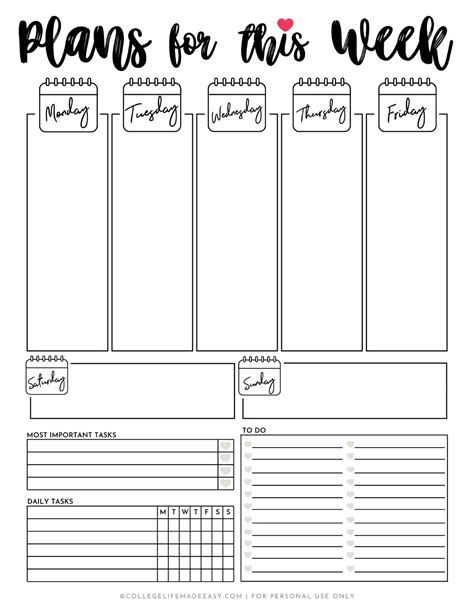 Printable Weekly Planner