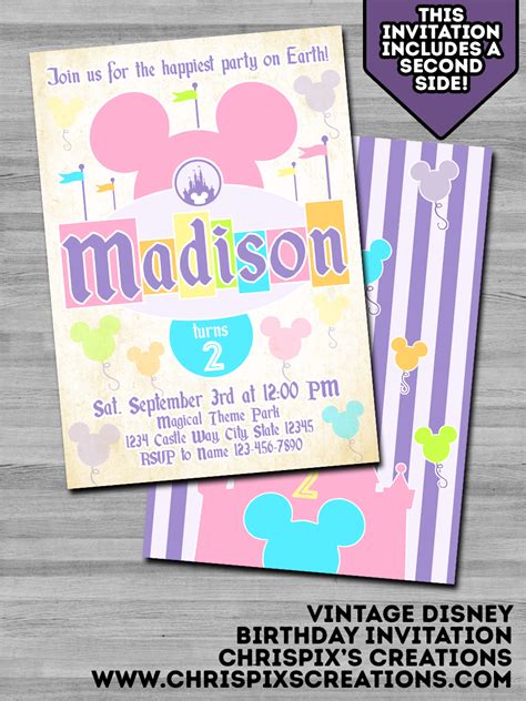 Vintage Disney Birthday Invitation