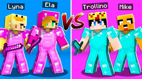 MINECRAFT RETO CHICAS VS CHICOS TROLLINO Y MIKECRACK Vs LYNA Y ELA