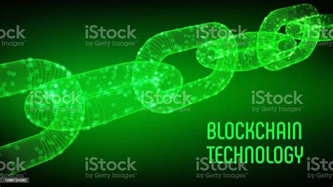 Block Chain Crypto Currency Blockchain Concept 3d Wireframe Chain With Digital Blocks Editable