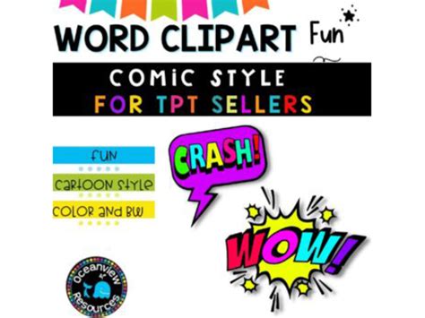 Onomatopoeia And Cartoon Word Clipart Color Comic Book Style Teaching Resources