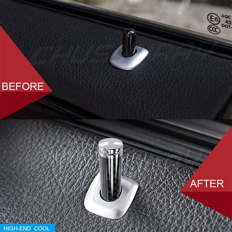 4pcs Car Door Lock Pin Knob Trim Ring For Mercedes Benz W204 W205 GLK