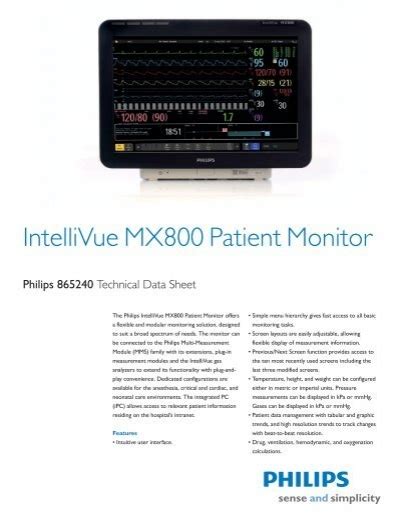 Intellivue Mx800 Patient Monitor Philips Healthcare