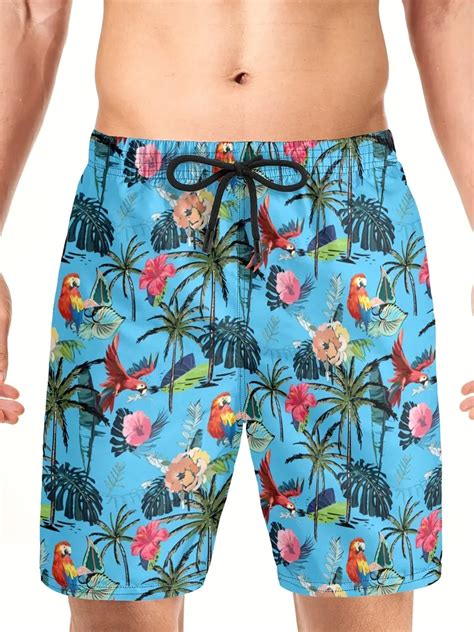 Mens Plus Size Fully Print Floral Pattern Shorts Beach Pants Holiday