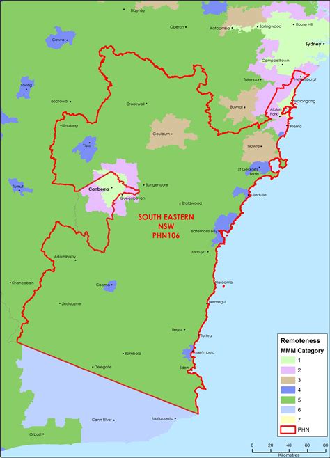 South Eastern New South Wales Primary Health Network Phn Map