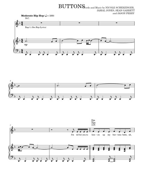 Buttons Sheet Music For Piano Vocals By The Pussycat Dolls Music