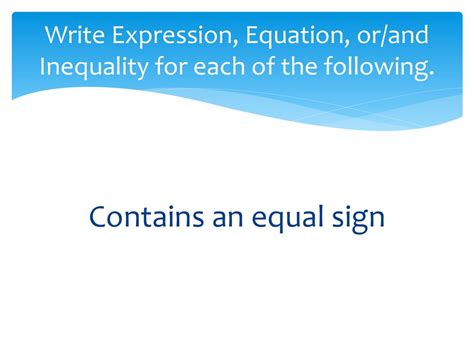 Equations And Inequalities Part 1 Expressions Vs Equations And Inequalities Essential Question