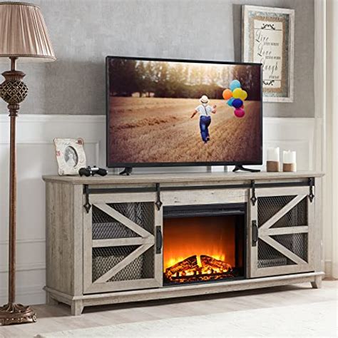 OKD Fireplace TV Stand For 75 Inch TV Industrial Farmhouse