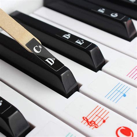 Transparent Piano Keyboard Stickers Key Detachable Music Decal Note