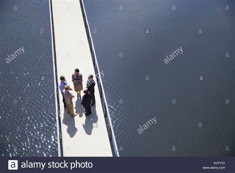 Group Business Meeting On Bridge Stock Photo Alamy