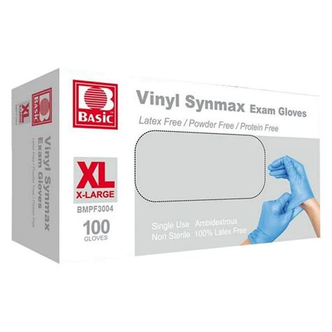 Basic Vinyl Exam Gloves Synmax Latex Free Powder Free Non Sterile