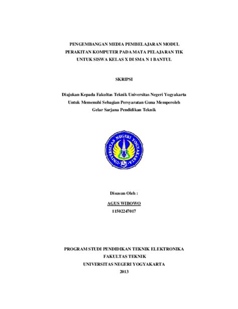 Pdf Pengembangan Media Pembelajaran Modul Perakitan Komputer Pada Mata Pelajaran Tik Untuk