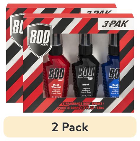 2 Pack Bod Man Body Spray T Set For Men Black Really Ripped Abs