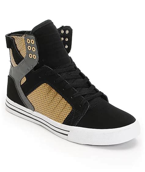 Supra Skytop Black & Gold Skate Shoes | Zumiez