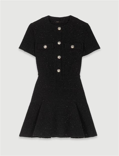 Short Tweed Dress Black Ready To Wear Maje® Paris