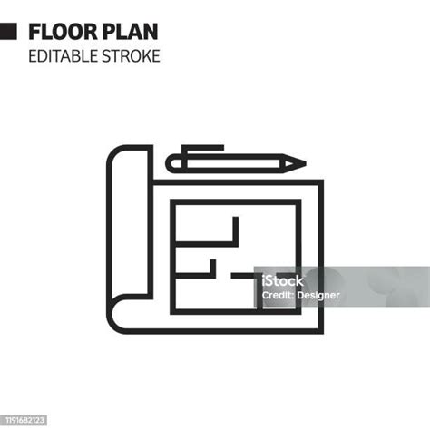 평면도 선 아이콘 윤곽선 벡터 기호 그림 픽셀 완벽 편집 스트로크 평면도에 대한 스톡 벡터 아트 및 기타 이미지 평면도