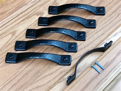 Rustic Hammered Drawer Pull Matte Black Finish Wild West Hardware