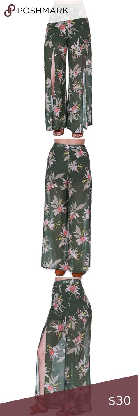 Nwt Skylar And Jade Green Floral Flowy Pants Xl