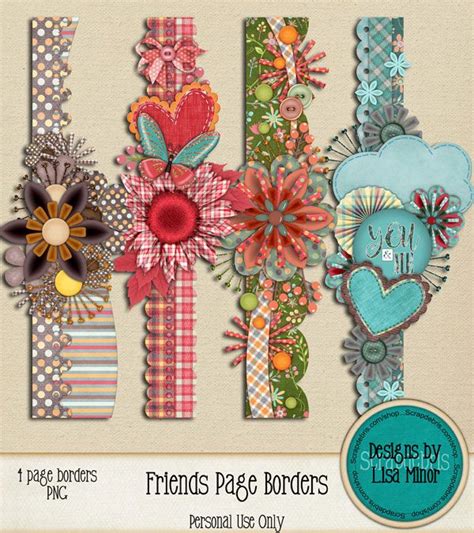 Friends Page Borders Clip Art Digital Scrapbook Page Borders