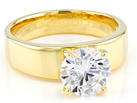 White Cubic Zirconia 18k Yellow Gold Over Sterling Silver Ring 3 46ctw