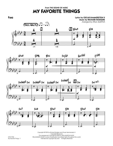 My Favorite Things Piano By Richard Rodgers Piano Digital Sheet