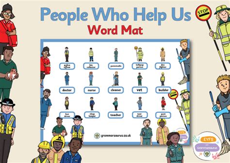 Eyfs People Who Help Us Word Mat Grammarsaurus