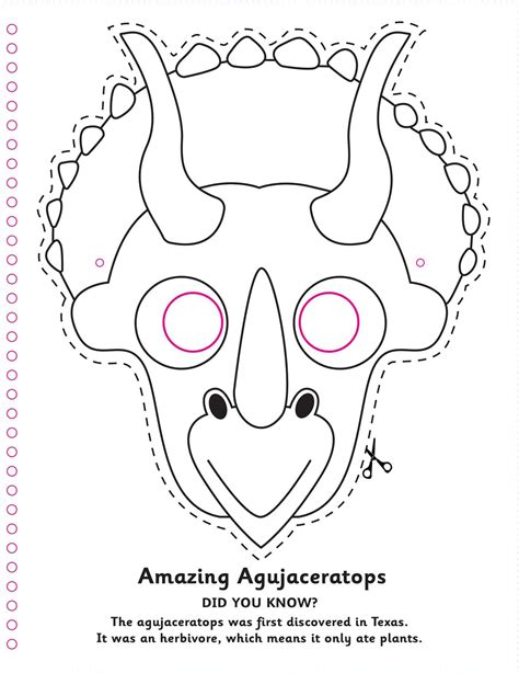 Dinosaur Mask Template Printable Sketch Coloring Page