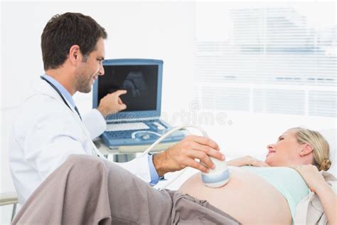 Ultrasound Scan Pregnancy Gynecologist Checking Fetal Life With