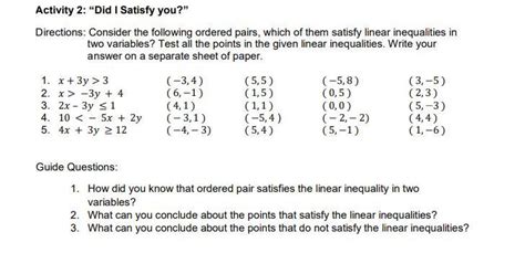 Consider The Following Ordered Pairs Which Of Them Satisfy Linear