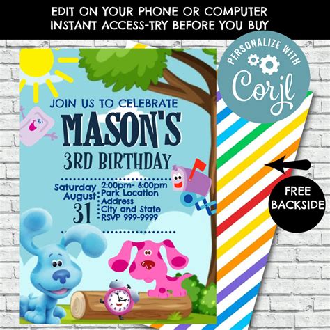 Blues Clues Invitation Blues Clues Birthday Invitation Blues Etsy