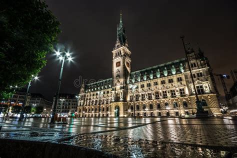 Hamburg City Hall - Rathaus, Germany. Night, Long Exposure. Editorial ...