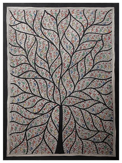 Tree Of Life With Many Birds Handmade Paper By Ashutosh Jha