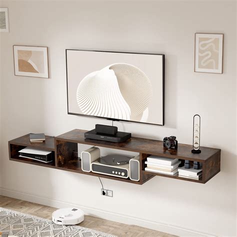 Buy DOUBUY Floating TV Stand Wall ed with Power Outlet 59", Floating ...