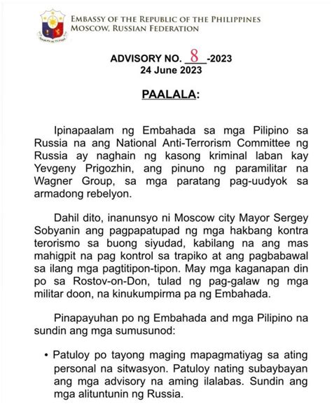 News On Twitter Naglabas Ng Paalala Ang Embahada Ng Pilipinas Sa