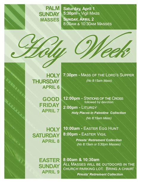 2023 Easter Schedule Flyer | St Will Catholic Church