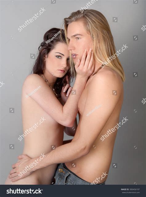 Attractive Half Naked Couple Embracing Stock Photo Edit Now