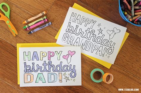 Printable Coloring Birthday Cards For Dad