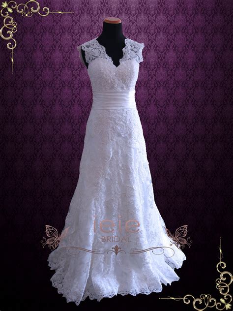 Vintage Style Lace Wedding Dress With V Neck Raynia Ieie