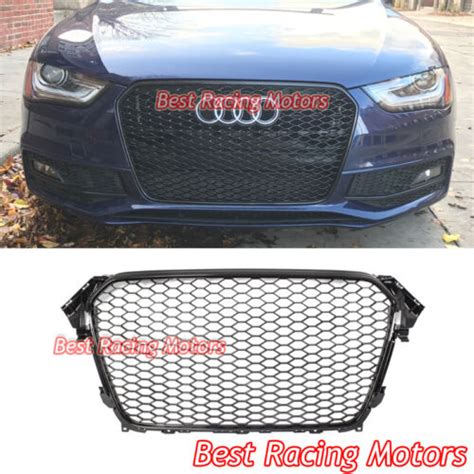 For 2013 2016 Audi A4 B8 5 RS4 Style Front Grill Gloss Black Frame