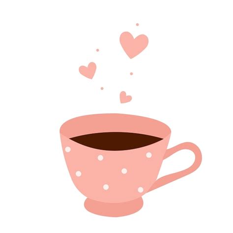 Premium Vector Cute Pink Mug With Hot Tasty Tea Cup Of Home Drink With Cozy Mood
