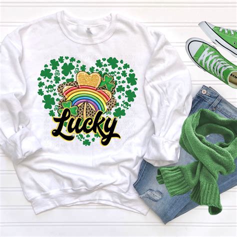 Dtf Transfer Lucky Shamrock Heart Bk Designs And Blanks